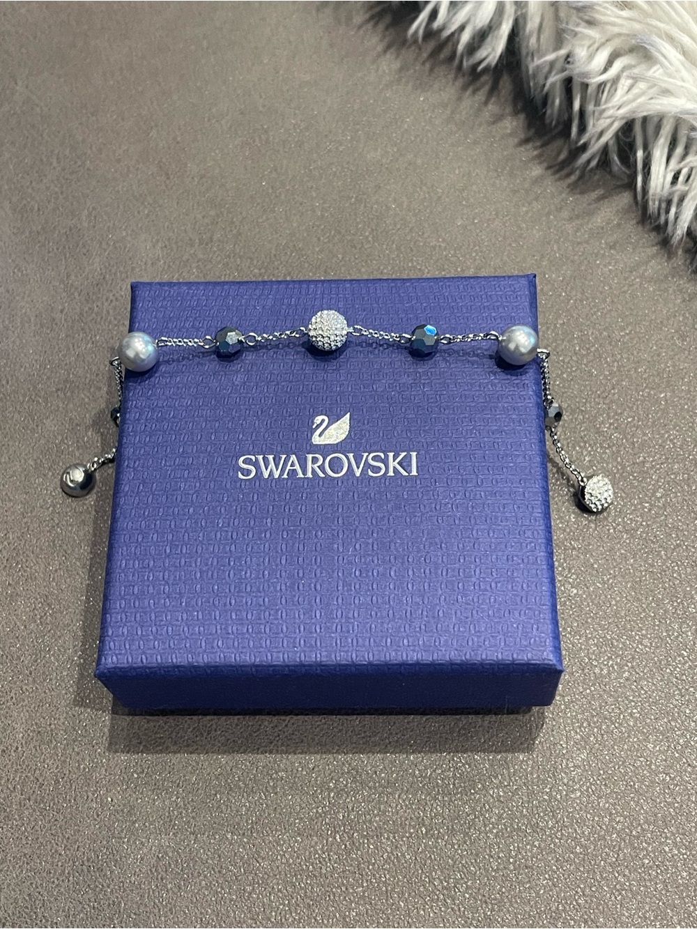 Swarovski Silver & Grey Crystal Pearl Bracelet